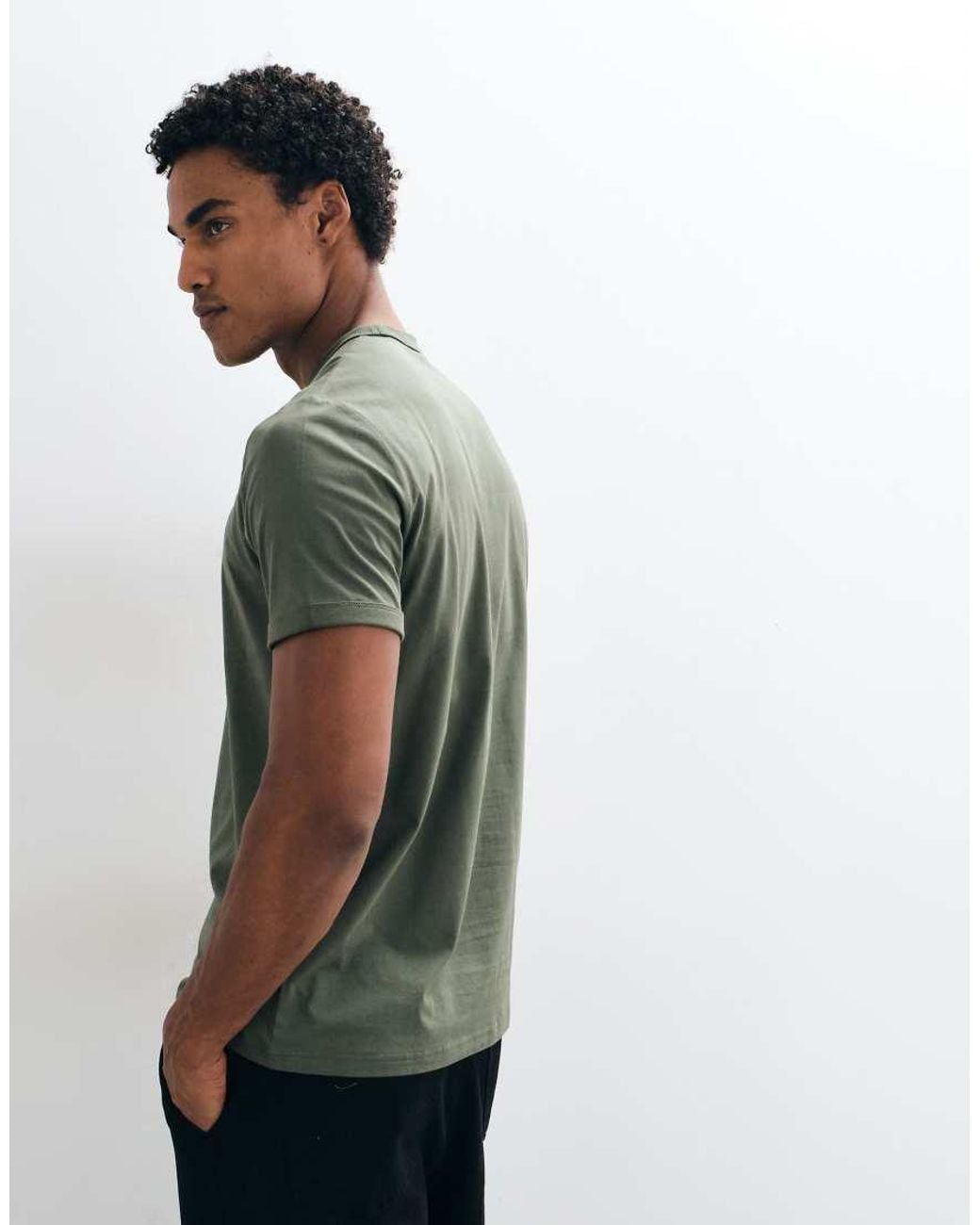 Fred Perry Green Short Sleeve Logo Ringer T-Shirt for men