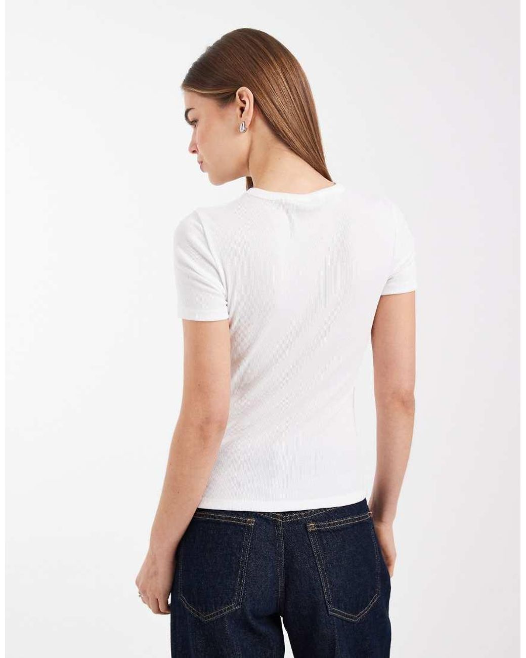 ONLY White Fitted Ribbed Top