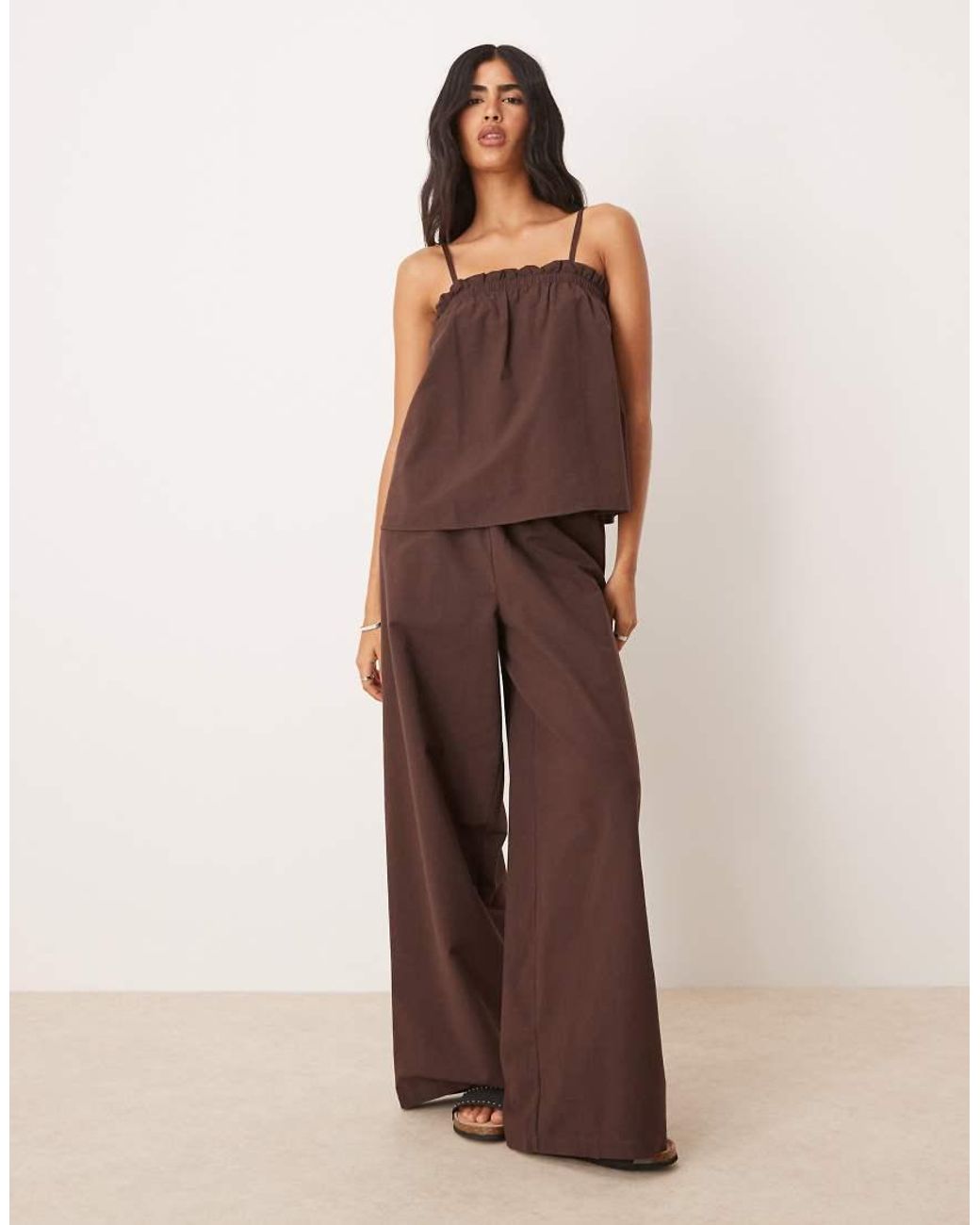 ASOS Brown Linen Blend Trapeze Cami Top