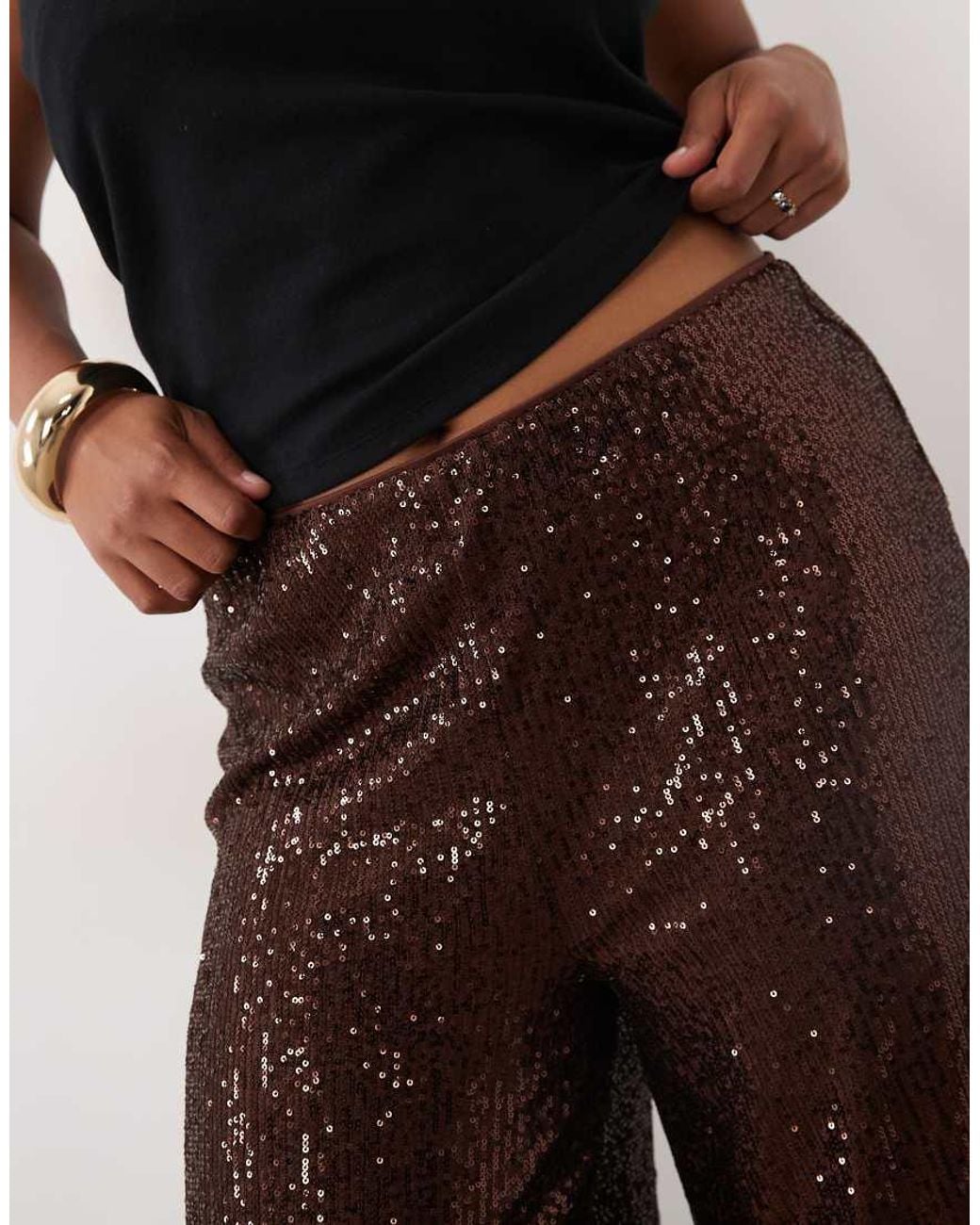 ASOS Black Asos Design Curve Allover Sequin Wide Leg Trousers