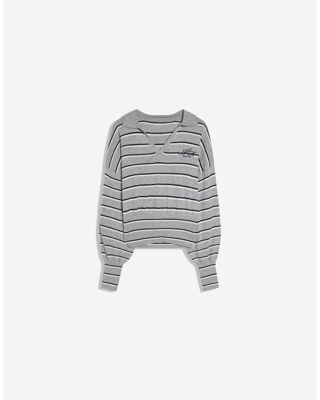 Bershka Red Ribbed Polo Collar Jumper