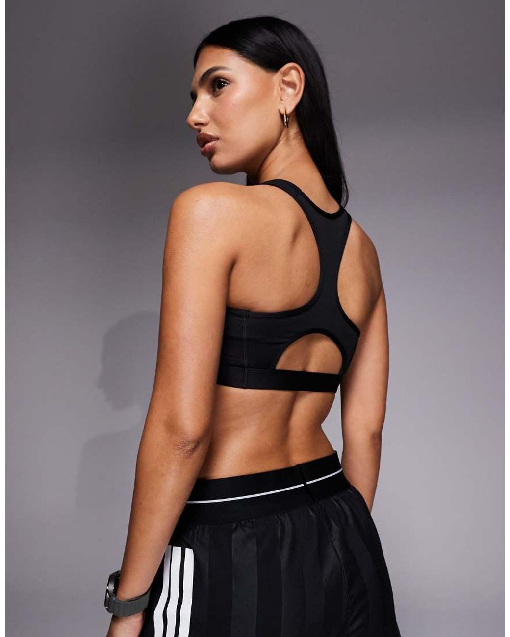 Adidas Originals Black Adidas Training Optime Essentials Mid Support Sports Bra