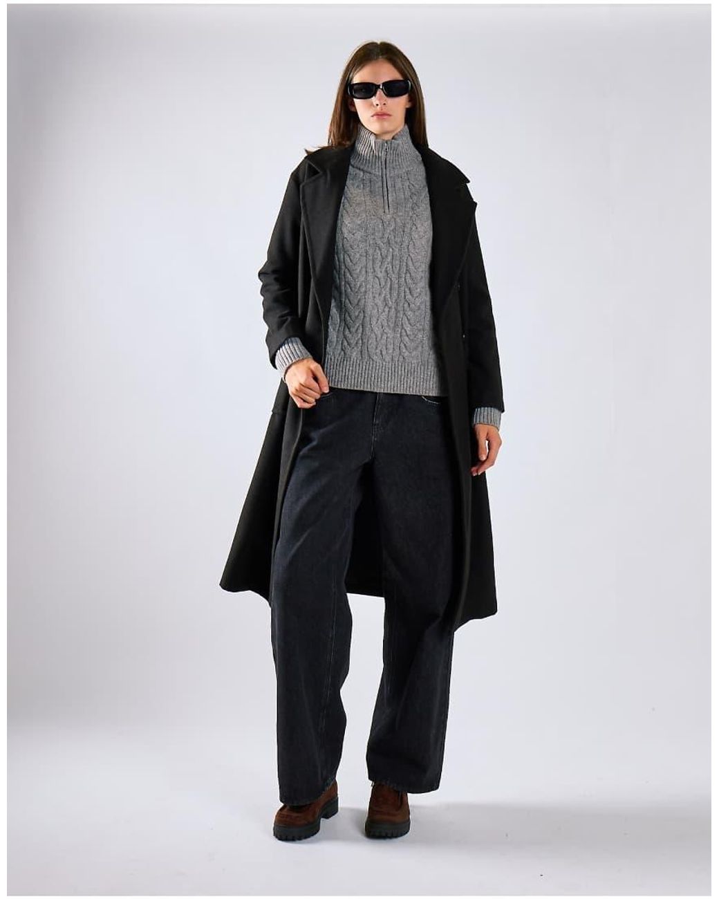 Glamorous Black Lapel Collar Midi Coat
