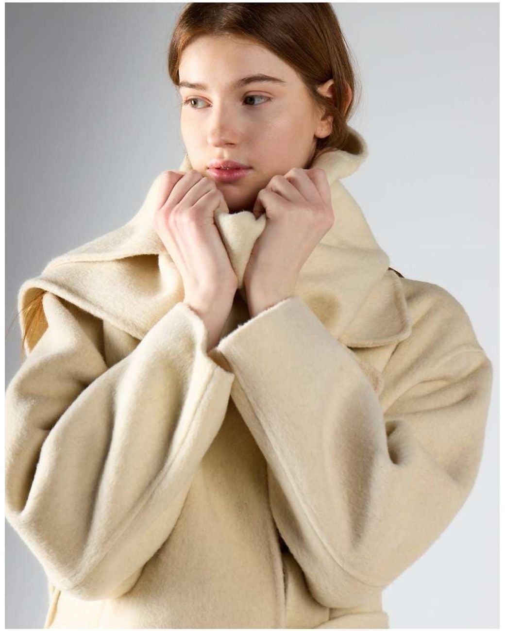 Glamorous Natural Belted Wool Wrap Coat