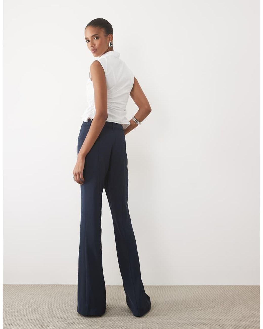 ASOS Blue Tall Tailored Slinky Flare Trousers