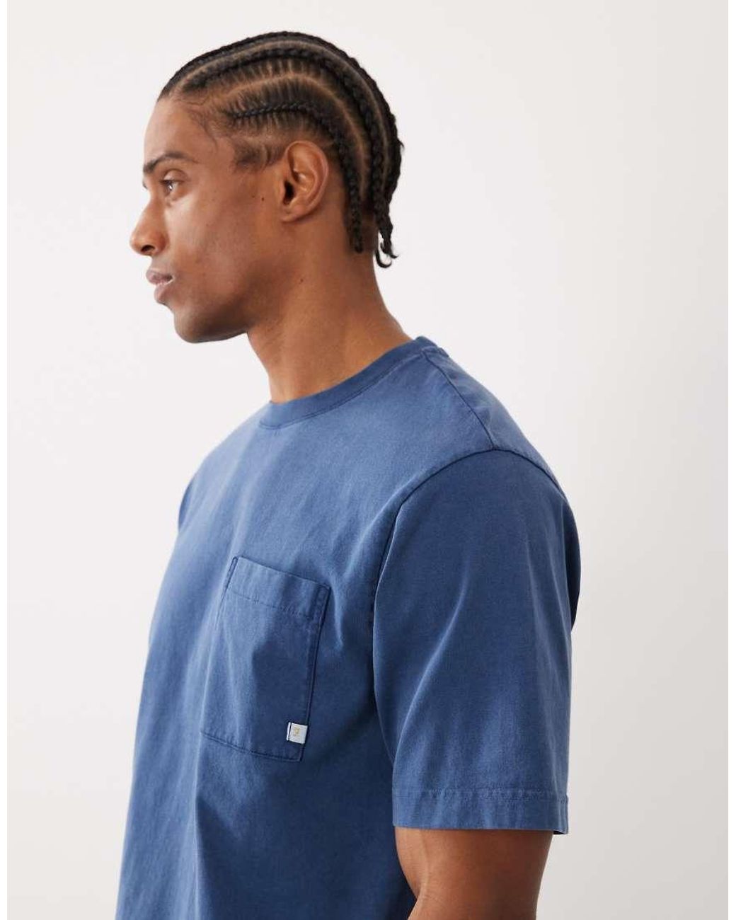 Farah Blue Stacy Garment Dye Pocket Logo T-shirt for men