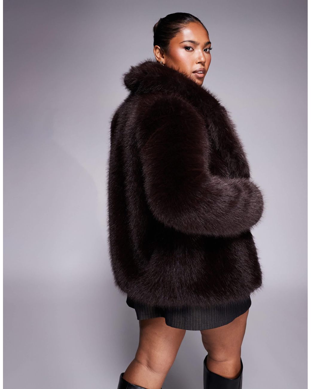 Forever New Black Faux Fur Coat