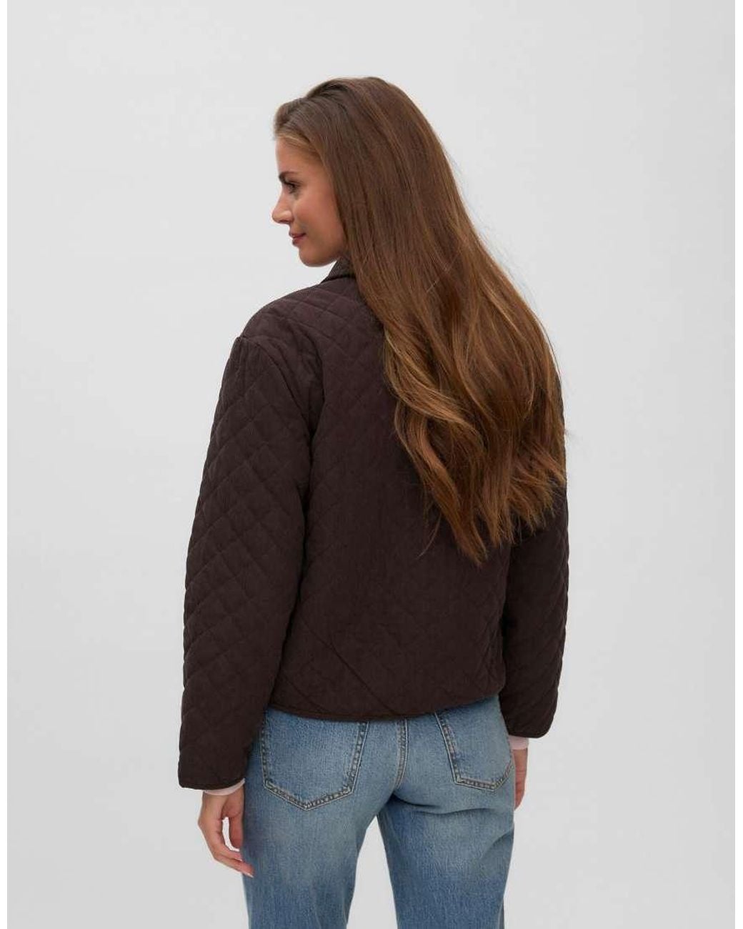 Vero Moda Blue Ara Quilted Spread Collar Jacket