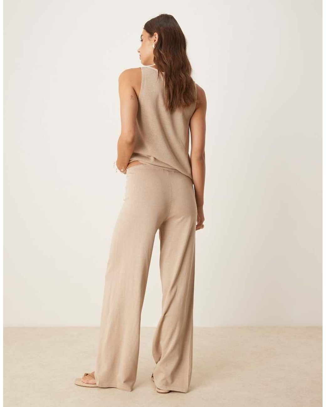 Mango Natural Knitted Co-Ord Drawstring Trouser