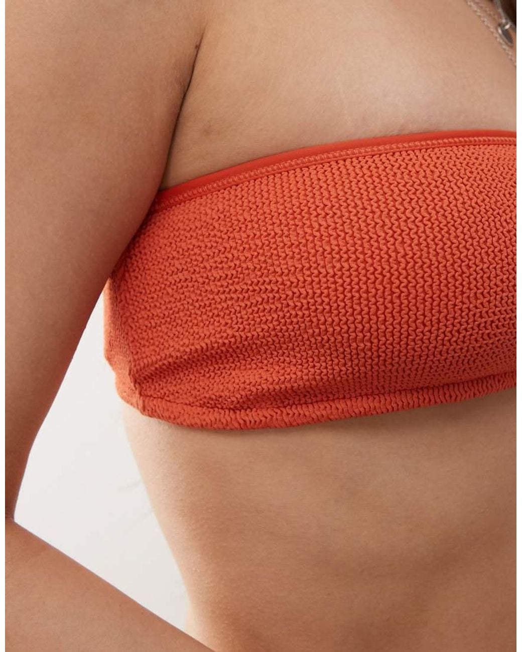 Collusion Red Mix And Match Crinkle Bandeau Bikini Top
