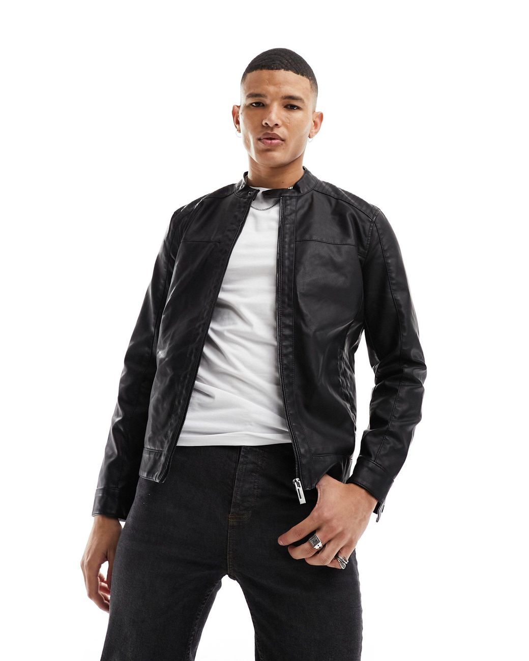 Only and sons leather jacket top