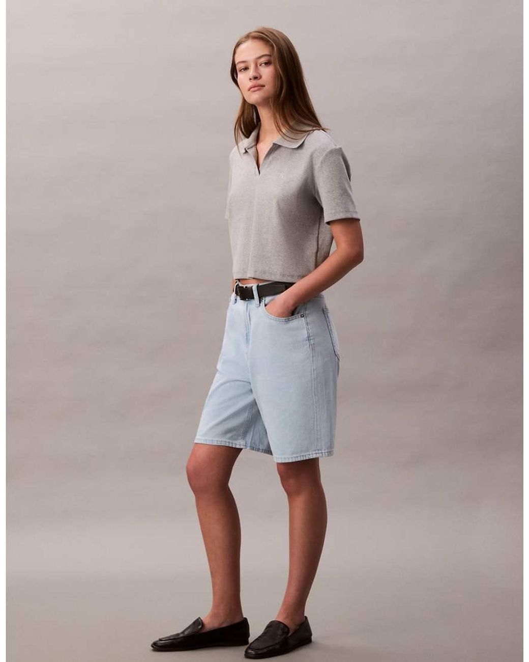 Calvin Klein Gray Relaxed Bermuda Denim Shorts