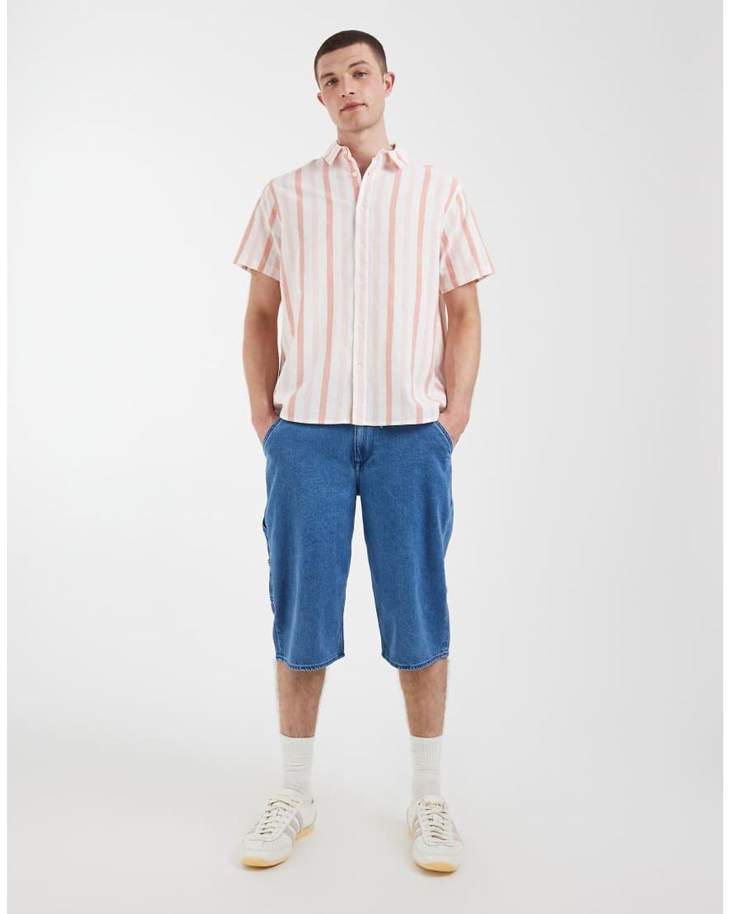 Blend White Cotton Linen Regular Fit Shirt for men