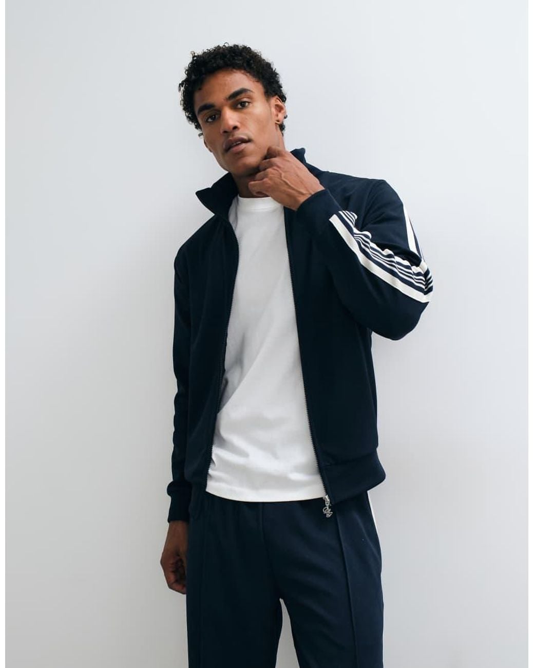 Jack & Jones Blue Stripe Track Jacket for men