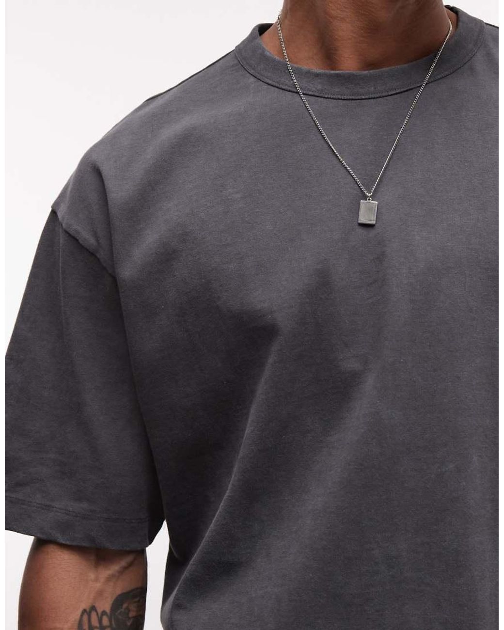 ASOS Gray Boxy Oversized T-shirt With Retro Neon Signs Graphic for men