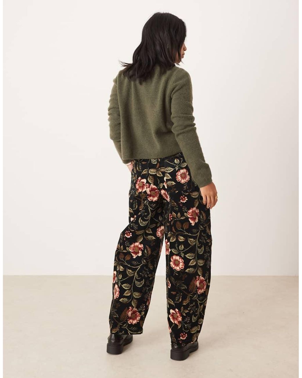 ASOS Green Asos Design Petite Barrel Leg Trousers