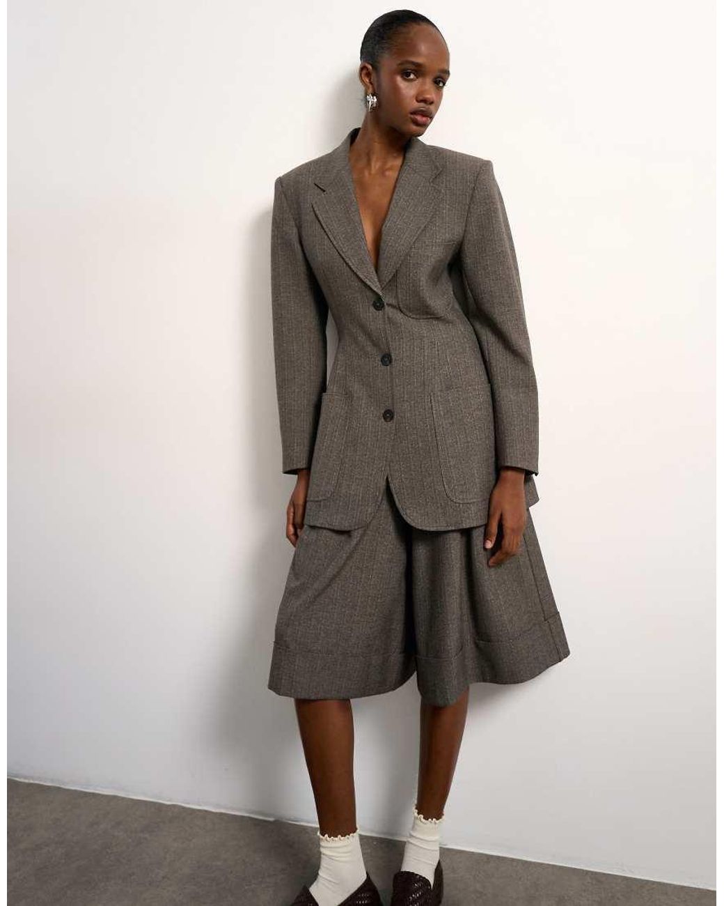 TOPSHOP Brown Tolu Coker X Tailored Longline Short