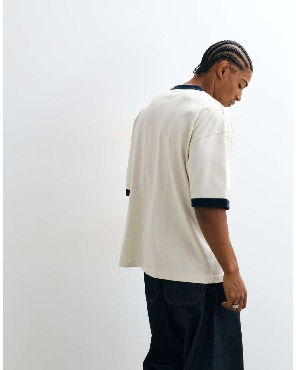 ASOS White Heavyweight Oversized Ringer T-Shirt With Football Graphics for men