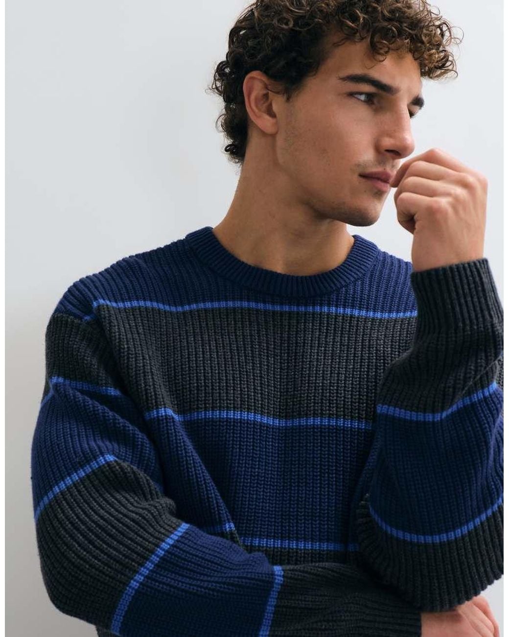Abercrombie & Fitch Blue Cotton Crew Neck Jumper for men