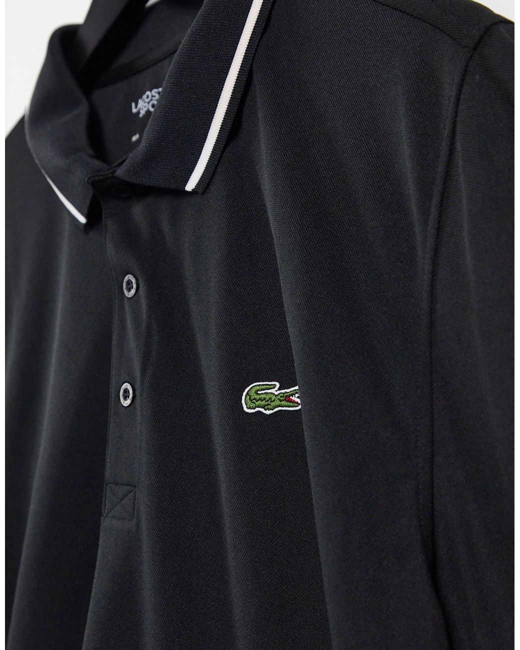 Lacoste Sport Tennis Piped Technical Pique Polo Shirt in Black for Men |  Lyst