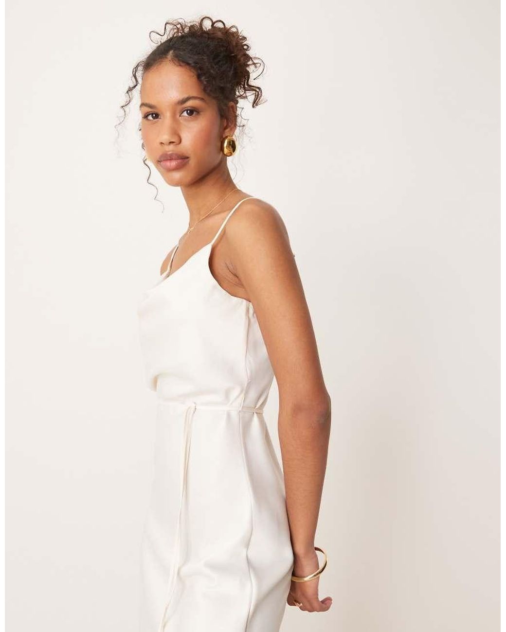 Y.A.S Natural Satin Cami Midi Dress