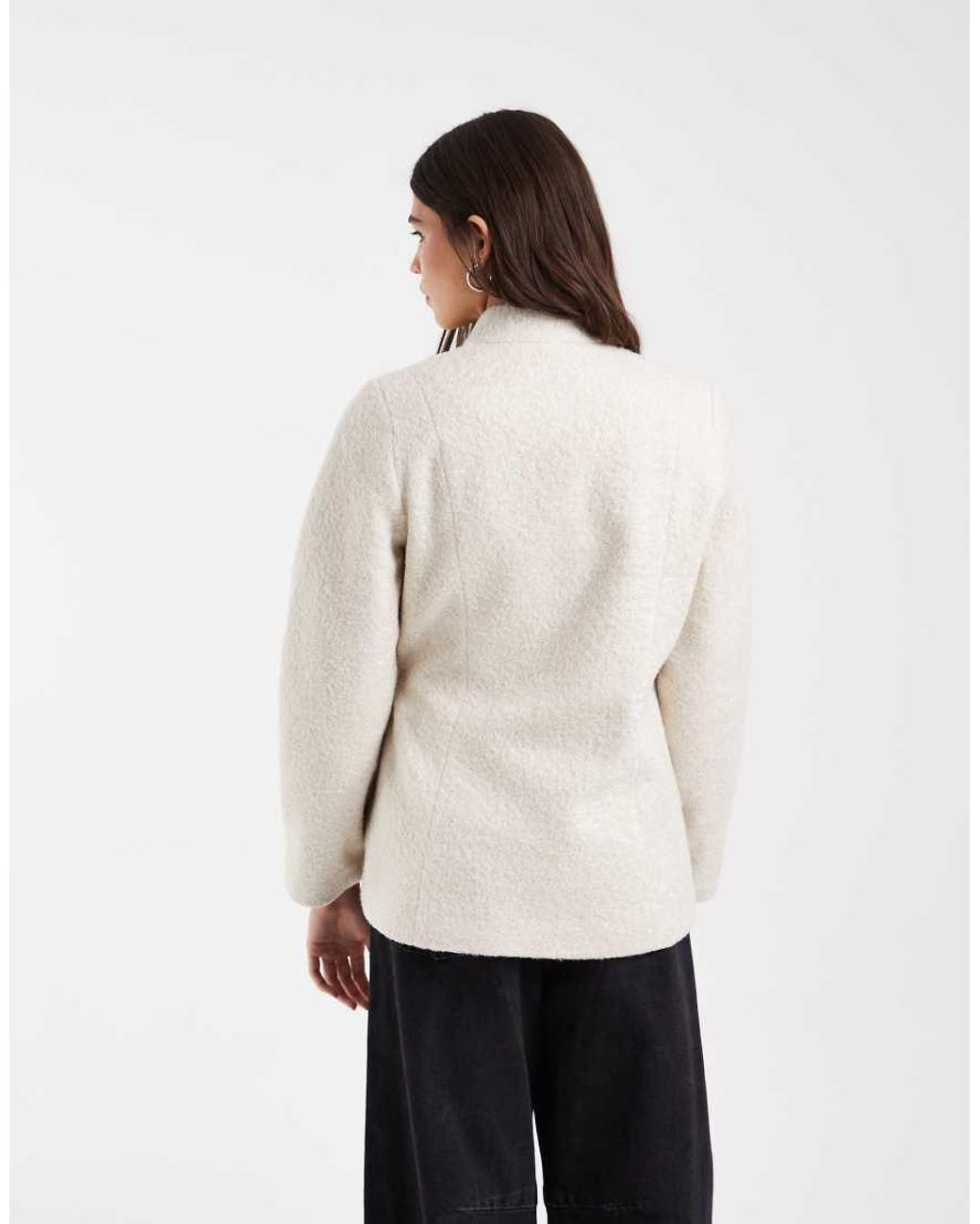 Vero Moda Natural Textured Wool-touch Tie-side Jacket