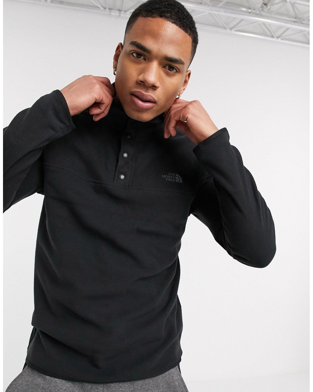 The North Face Tka Glacier Snap-neck Pullover Fleece in Black for Men | Lyst