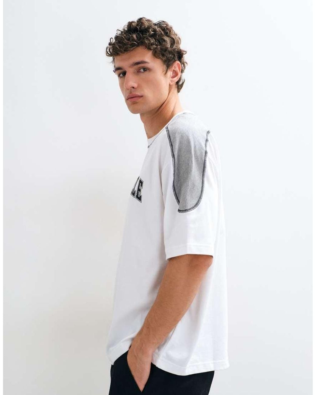 ASOS White Heavyweight Boxy Oversized Cut And Sew T-Shirt With Marseille Graphic In for men