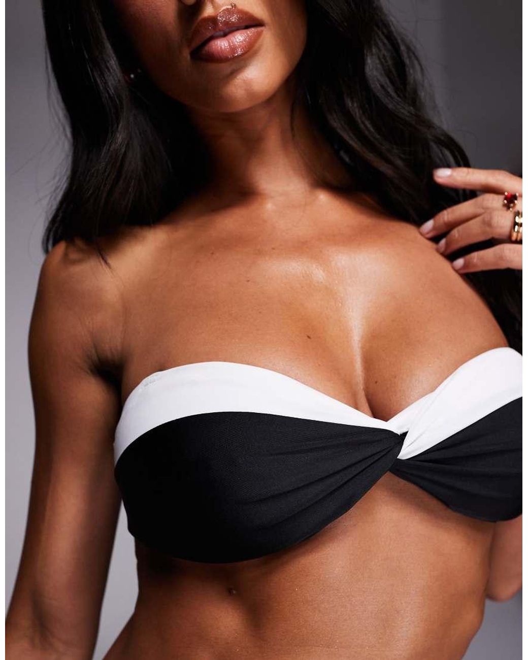 Wolf & Whistle Multicolor Twist Bandeau Bikini Top With Removable Straps
