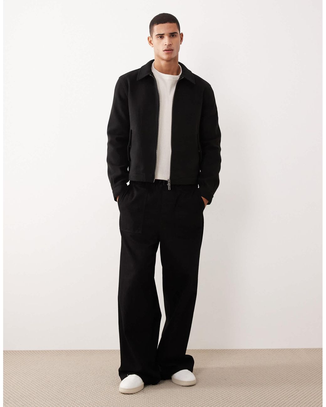 ASOS Blue Wool Look Harrington Jacket for men