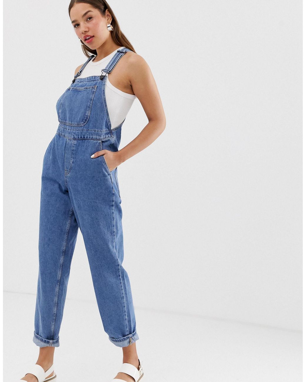 Noisy May Denim Mom Dungaree-blue | Lyst