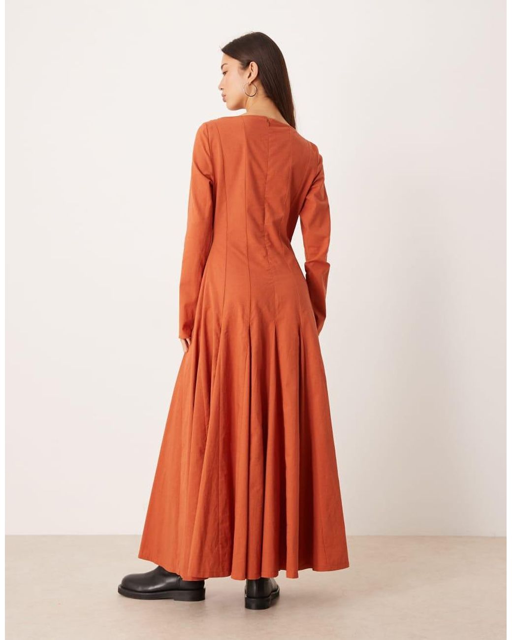 ASOS Red Slash Neck Maxi Dress With Full Skirt