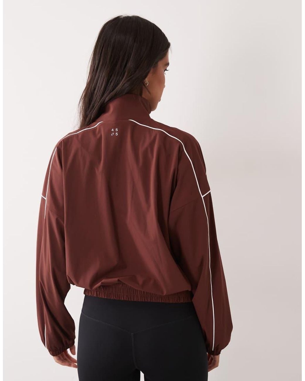 4505 Red Woven Funnel Neck Zip Up Track Jacket With Piping Detail