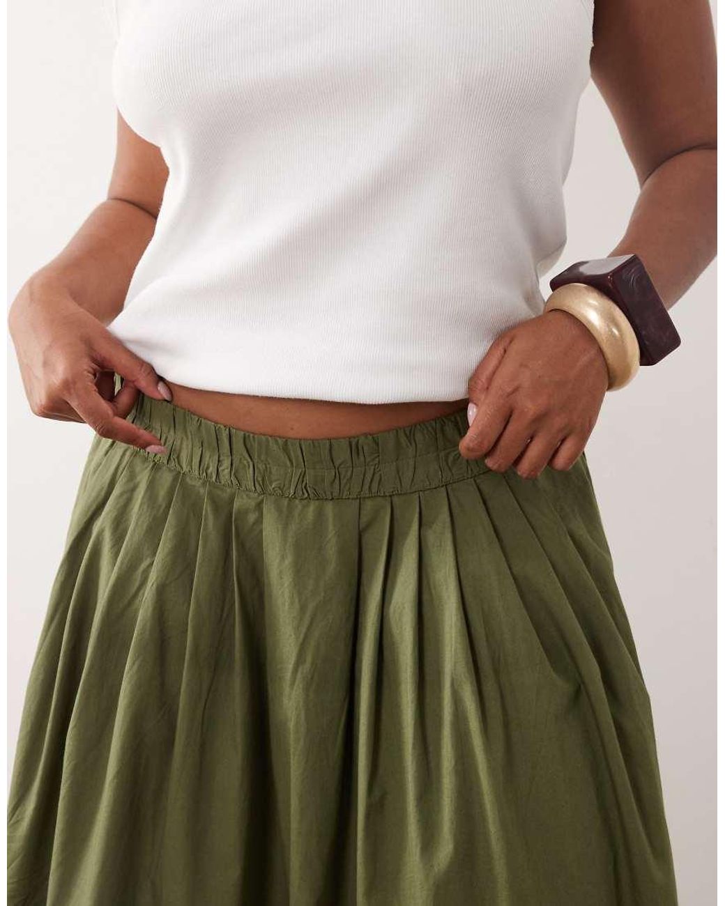 ASOS Green Asos Design Curve Elasticated Waist Volume Maxi Skirt