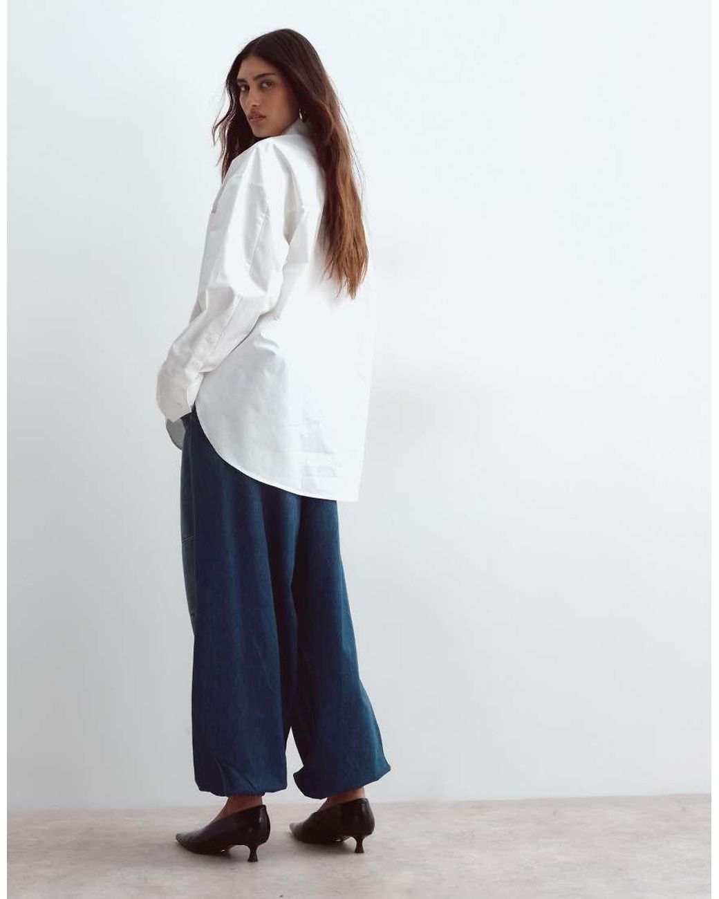 ARRANGE Blue Quinn Drawcord Waist Barrel Jeans