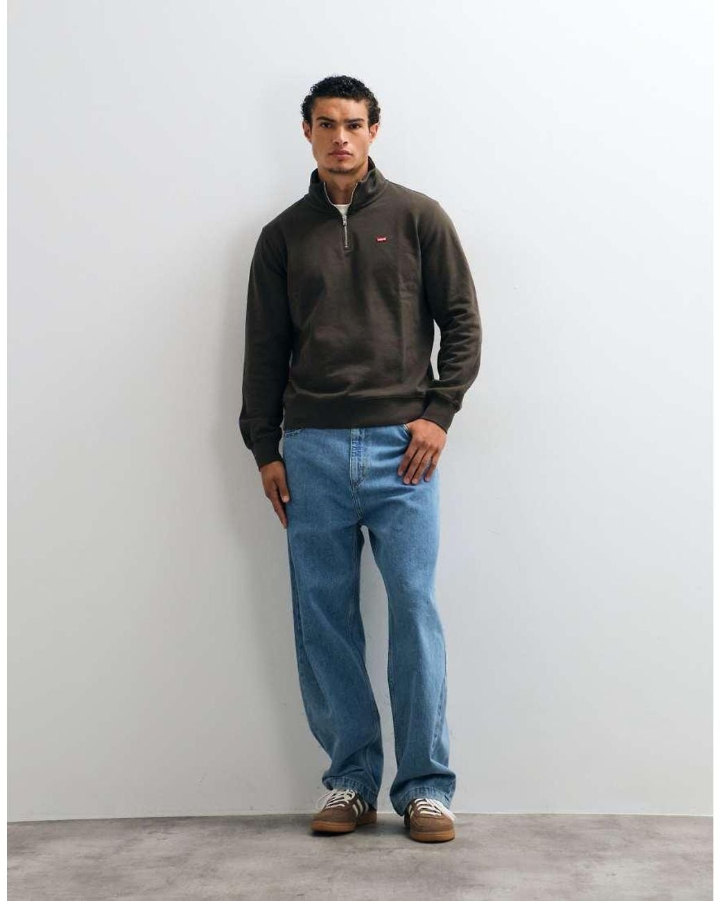 Levi's Black Original Batwing Logo Half Zip Sweatshirt for men