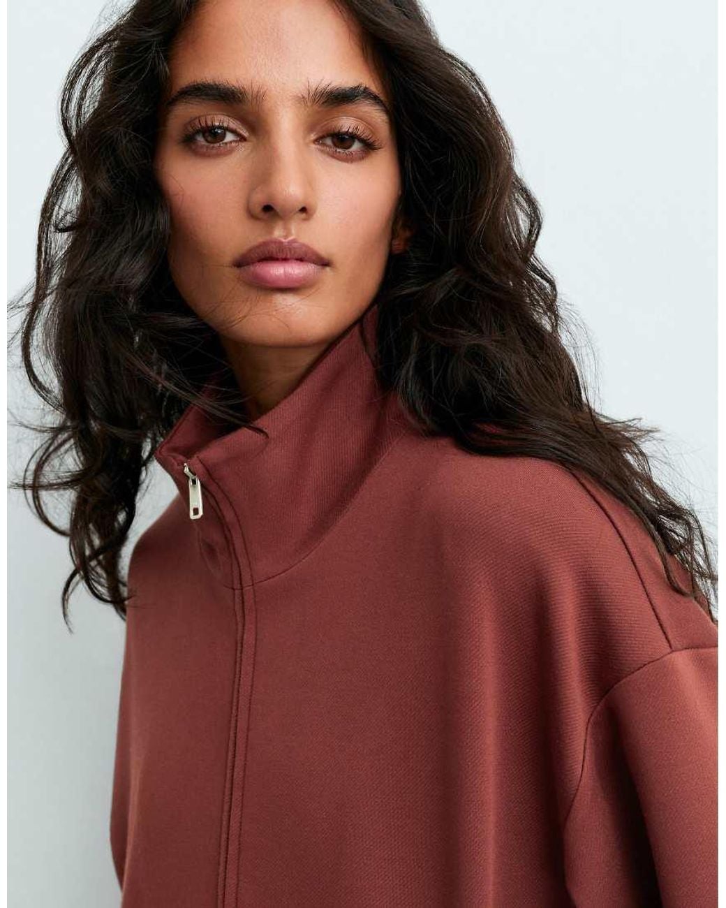 Oysho White High-neck Zip-up Jacket