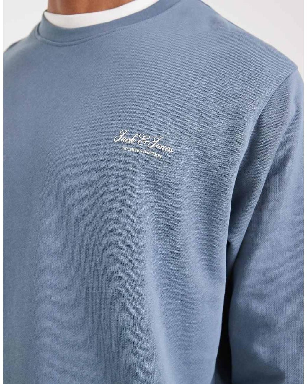 Jack & Jones Blue Sweatshirt With Script Logo for men