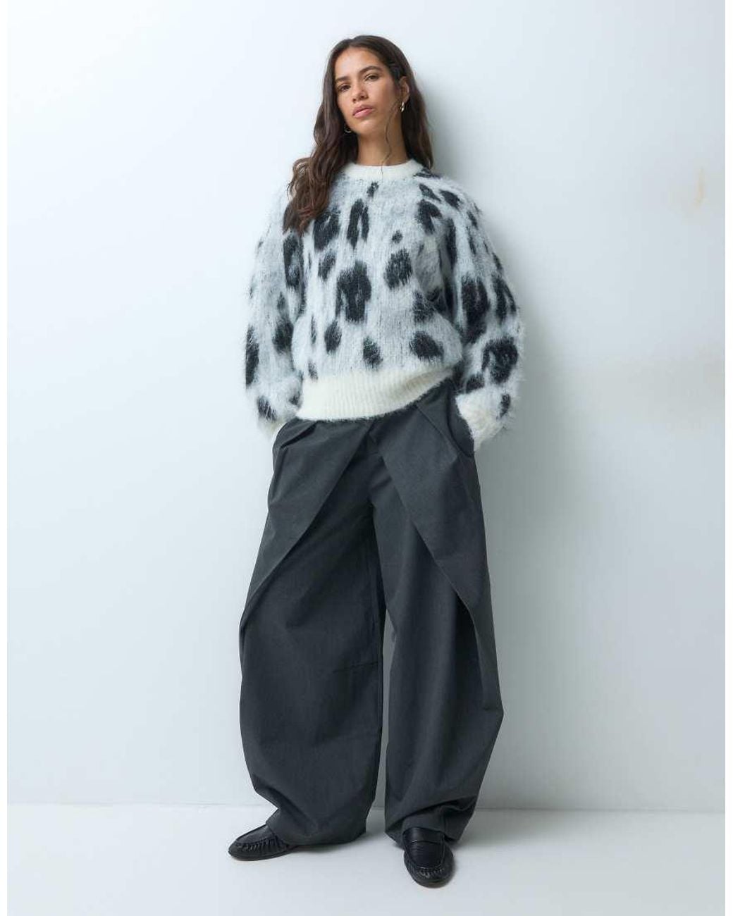 ASOS Gray Crew Neck Brushed Sweater