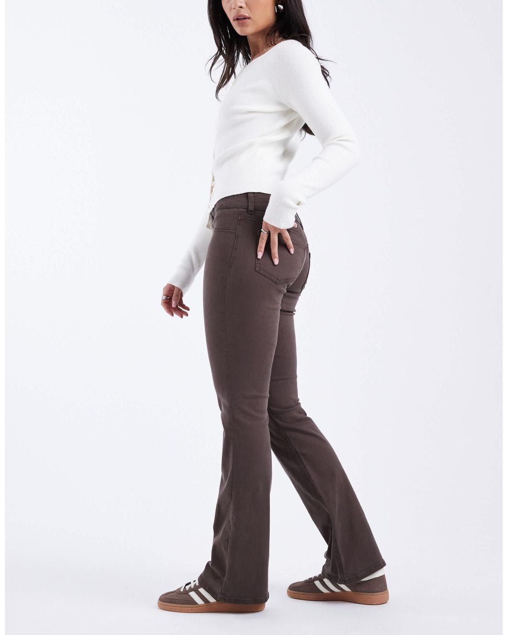 ASOS Natural Stretch Tab Detail Flare With Button Detail