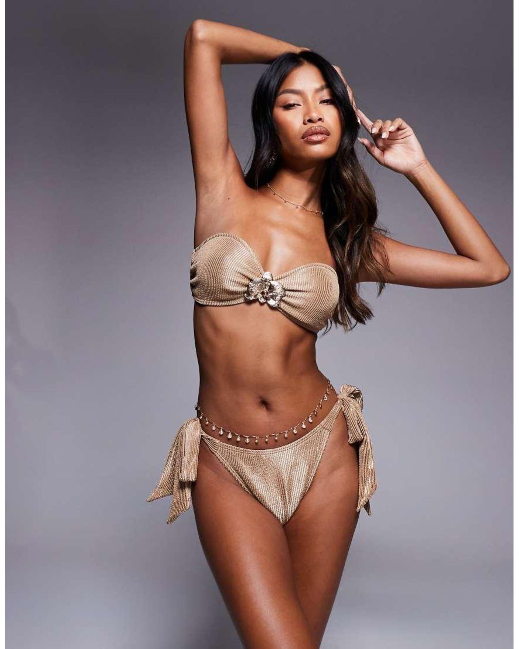 South Beach Green Crinkle Tie Side Bikini Bottom