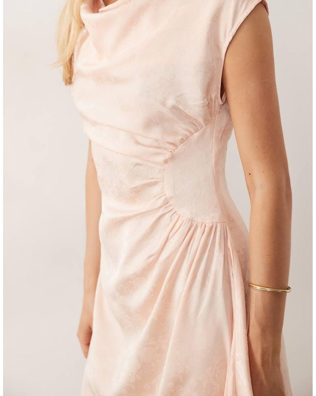 Vero Moda Natural Sleeveless Cowl Neck Ruched Detail Maxi Dress