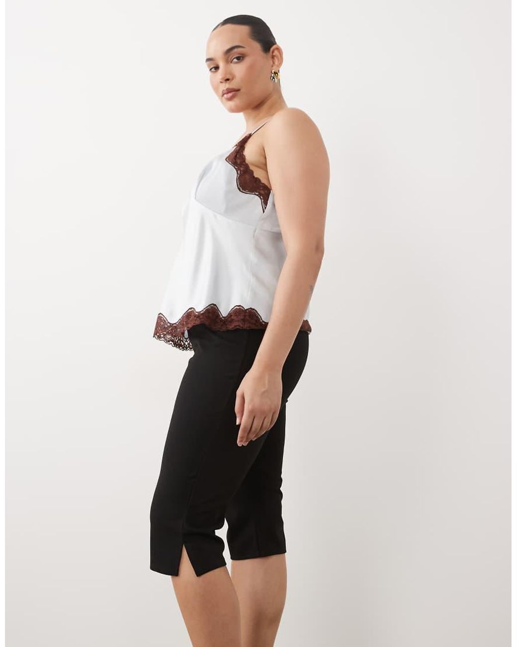 ASOS Natural Asos Design Curve Capri Trousers With Side Split