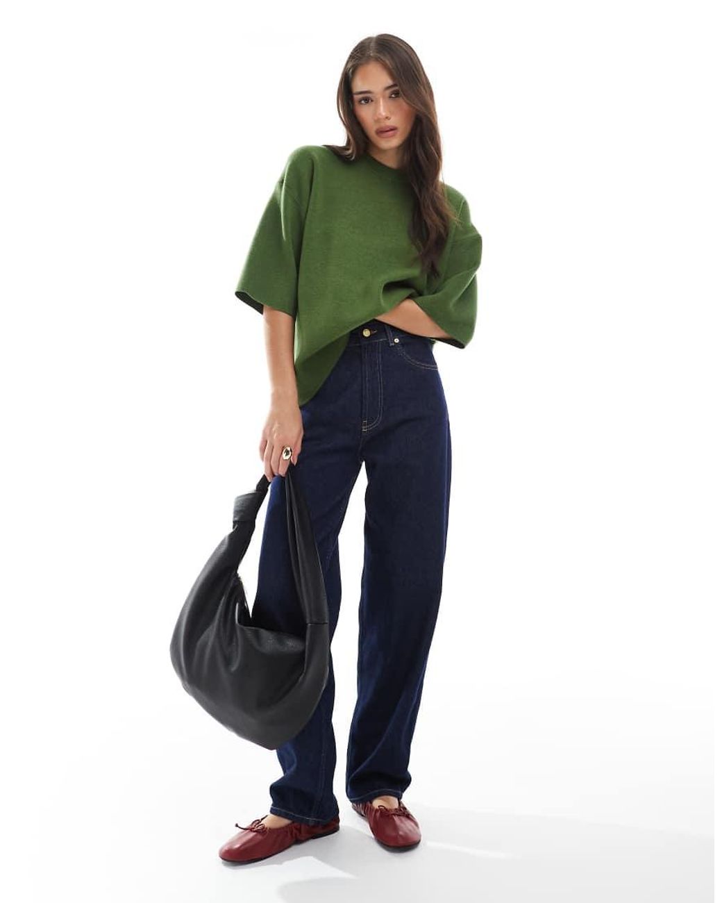 ASOS Green Knit Structured Oversized T-shirt