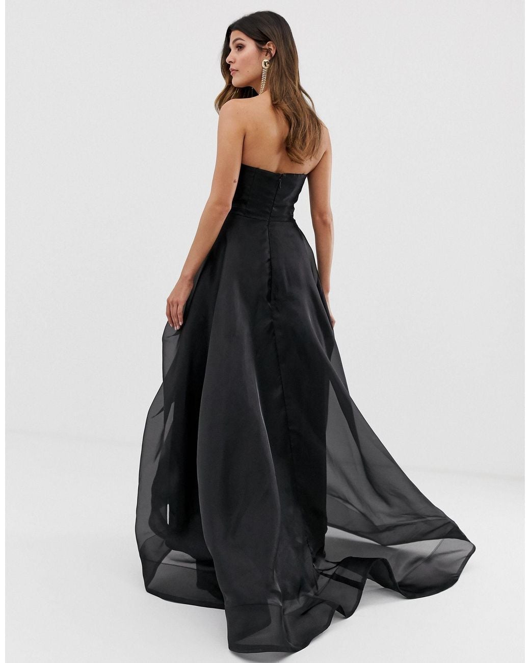 Bariano Full Maxi Dress With Organza Bust Detail in Black | Lyst