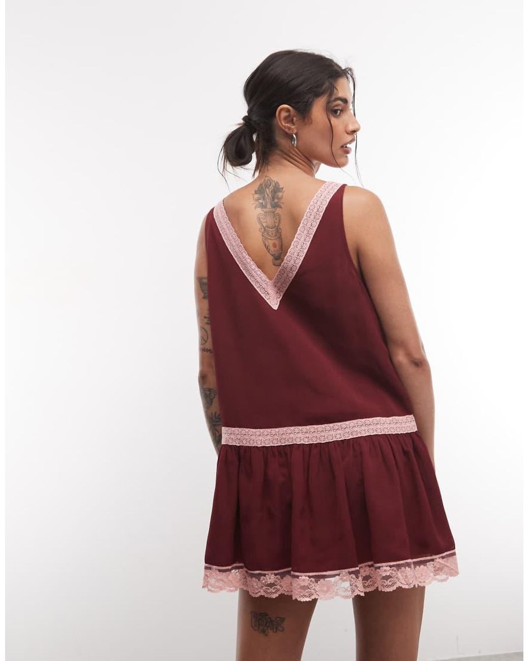 Reclaimed Vintage Red Chiffon Smock Dress