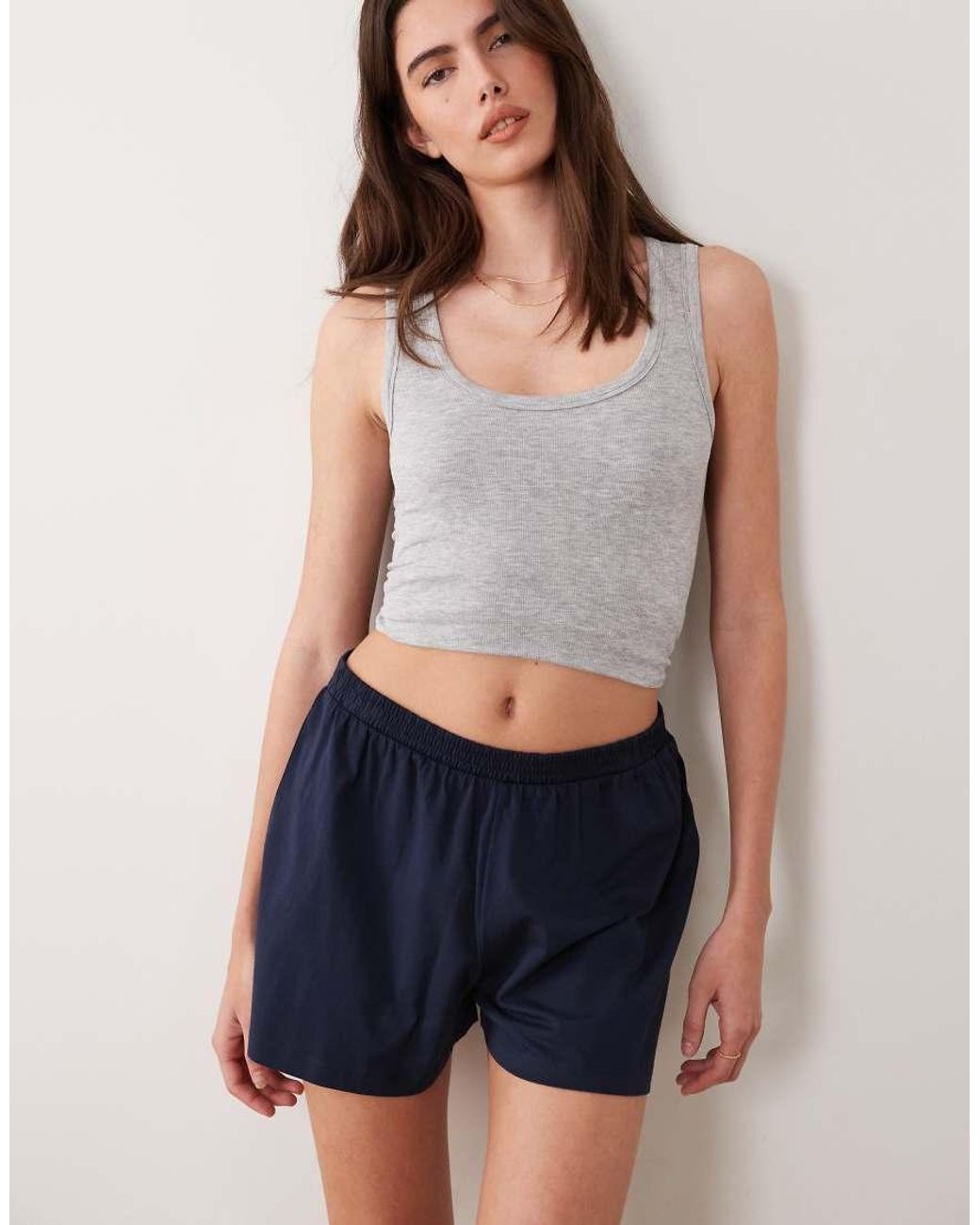 ASOS Blue Mix & Match Cotton Pyjama Flippy Short
