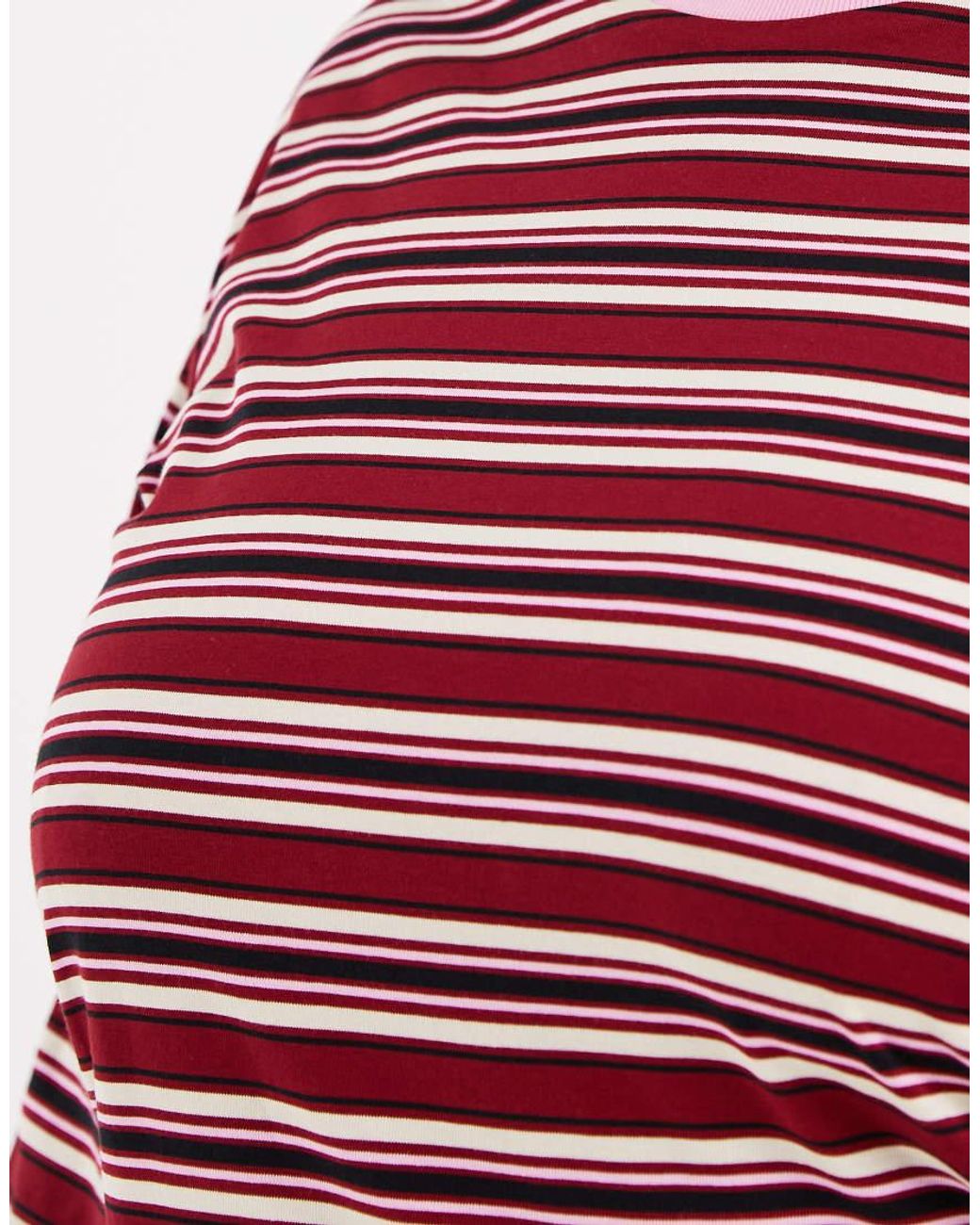 Vero Moda Red Cotton Oversized Long Sleeve T-shirt