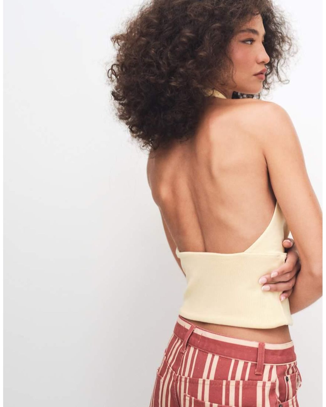 Gina Tricot Yellow Soft Halterneck Top