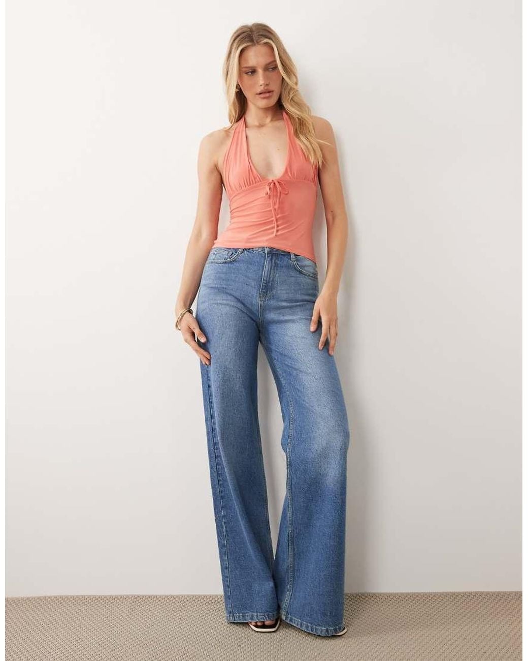 ASOS Orange Slinky Halterneck Top